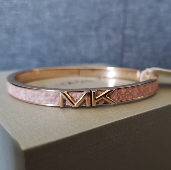 Michael Kors Rose Gold-Tone Logo Thin Bangle - Picture 7 of 13